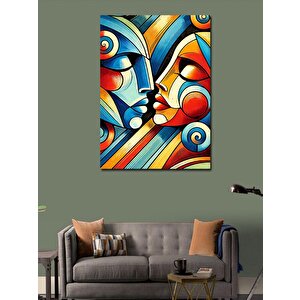 Kanvas Tablo Soyut Yüzler Ve Canlı Renkler 70x100 cm