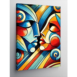 Kanvas Tablo Soyut Yüzler Ve Canlı Renkler 50x70 cm