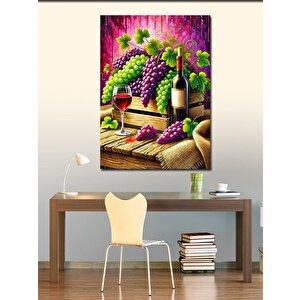 Kanvas Tablo Şarap Ve Üzüm Sepeti 100x140 cm