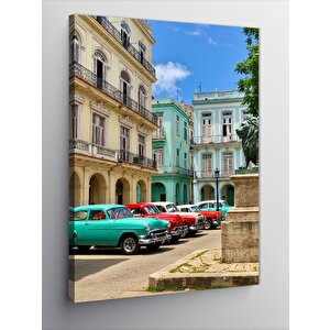Kanvas Tablo Eski Binalar Ve Arabalar Sokak Manzarası 70x100 cm