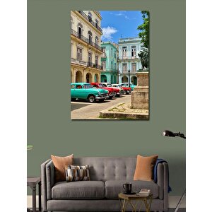 Kanvas Tablo Eski Binalar Ve Arabalar Sokak Manzarası 70x100 cm