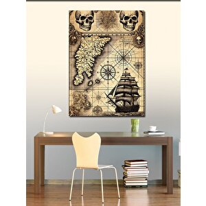 Kanvas Tablo Haritalı Tarihi Denizcilik 70x100 cm