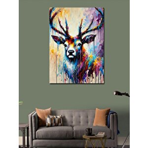 Kanvas Tablo Soyut Renkli Geyik 50x70 cm
