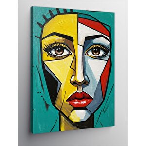 Kanvas Tablo Soyut Yüz Ve Renkli Desenler 100x140 cm