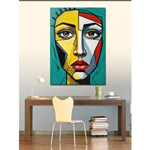 Kanvas Tablo Soyut Yüz Ve Renkli Desenler 100x140 cm
