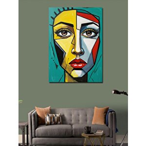 Kanvas Tablo Soyut Yüz Ve Renkli Desenler 100x140 cm