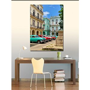 Kanvas Tablo Eski Binalar Ve Arabalar Sokak Manzarası 50x70 cm