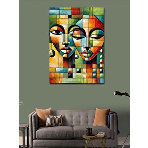 Kanvas Tablo Soyut Yüzler Ve Renkli Geometri 70x100 cm
