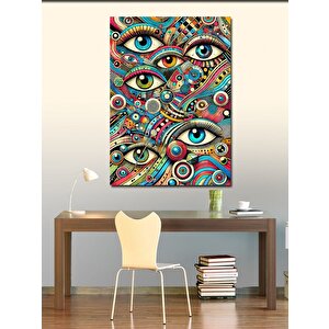 Kanvas Tablo Soyut Çoklu Göz Tasarımı 100x140 cm