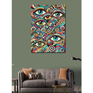 Kanvas Tablo Soyut Çoklu Göz Tasarımı 100x140 cm