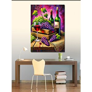 Kanvas Tablo Şarap Ve Üzüm Sepeti Kompozisyonu 50x70 cm