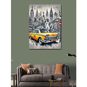 Kanvas Tablo New York Taksi Ve Şehir Sokakları 50x70 cm