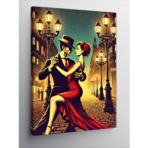 Kanvas Tablo Sokak Lambaları Altında Dans Eden Çift 50x70 cm