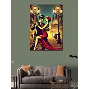 Kanvas Tablo Sokak Lambaları Altında Dans Eden Çift 70x100 cm