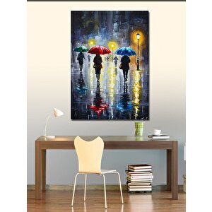 Kanvas Tablo Yağmurlu Sokakta Şemsiyeler 100x140 cm