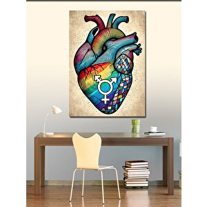 Kanvas Tablo Renkli Kalp Ve Desen 70x100 cm