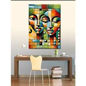 Kanvas Tablo Soyut Yüzler Ve Renkli Geometri 50x70 cm