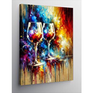 Kanvas Tablo Renkli Şarap Kadehleri 50x70 cm