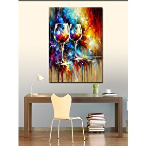 Kanvas Tablo Renkli Şarap Kadehleri 50x70 cm