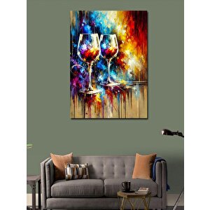 Kanvas Tablo Renkli Şarap Kadehleri 50x70 cm