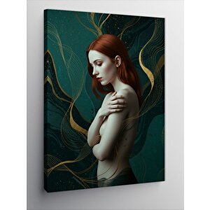 Kanvas Tablo Zarif Kadın Ve Soyut Çizgiler 50x70 cm