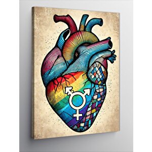 Kanvas Tablo Renkli Kalp Ve Desen 50x70 cm