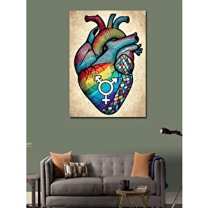 Kanvas Tablo Renkli Kalp Ve Desen 100x140 cm
