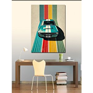 Kanvas Tablo Retro Araba Ve Çizgiler 70x100 cm