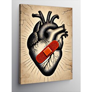 Kanvas Tablo Yamalı Kalp Çizimi 70x100 cm