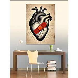 Kanvas Tablo Yamalı Kalp Çizimi 70x100 cm
