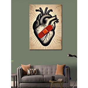 Kanvas Tablo Yamalı Kalp Çizimi 70x100 cm