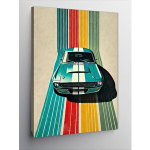 Kanvas Tablo Retro Araba Ve Çizgiler 100x140 cm