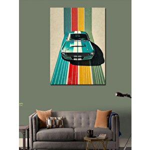 Kanvas Tablo Retro Araba Ve Çizgiler 100x140 cm
