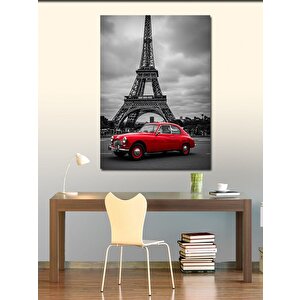 Kanvas Tablo Eiffel Kulesi Ve Klasik Araba 100x140 cm