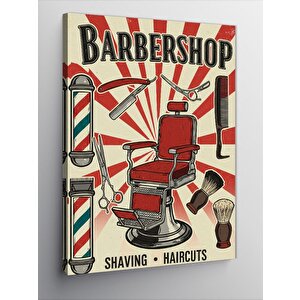 Kanvas Tablo Berber Dükkanı Retro Posteri 70x100 cm