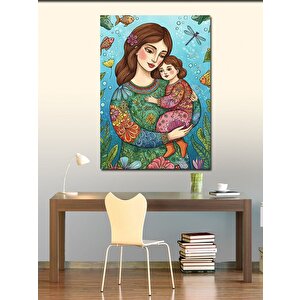 Kanvas Tablo Anne Ve Kız Figürü 70x100 cm