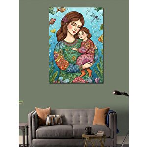 Kanvas Tablo Anne Ve Kız Figürü 70x100 cm
