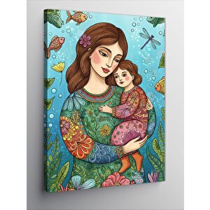 Kanvas Tablo Anne Ve Kız Figürü 50x70 cm