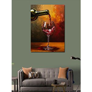 Kanvas Tablo Dökülen Kırmızı Şarap Ve Keyif 70x100 cm