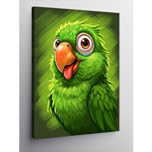 Kanvas Tablo Sevimli Yeşil Papağan 50x70 cm