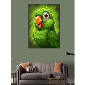 Kanvas Tablo Sevimli Yeşil Papağan 50x70 cm