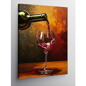 Kanvas Tablo Dökülen Kırmızı Şarap Ve Keyif 100x140 cm