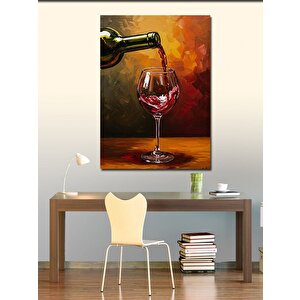 Kanvas Tablo Dökülen Kırmızı Şarap Ve Keyif 100x140 cm