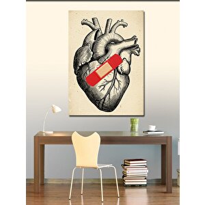 Kanvas Tablo Anatomik Kalp Ve Yara Bandı 70x100 cm