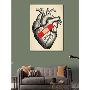 Kanvas Tablo Anatomik Kalp Ve Yara Bandı 70x100 cm