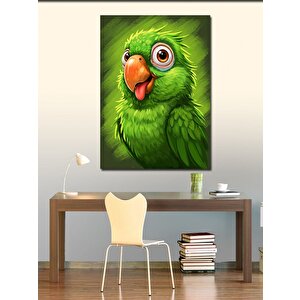Kanvas Tablo Sevimli Yeşil Papağan 70x100 cm
