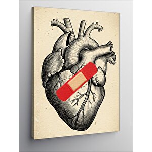 Kanvas Tablo Anatomik Kalp Ve Yara Bandı 50x70 cm
