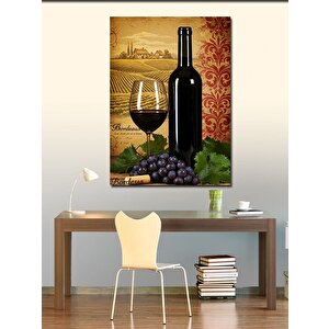 Kanvas Tablo Şarap Ve Üzüm İllüstrasyonu 50x70 cm