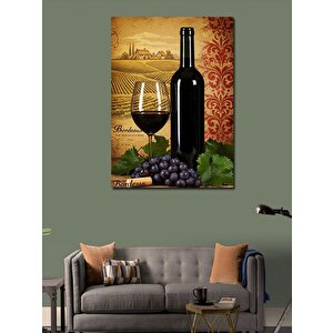 Kanvas Tablo Şarap Ve Üzüm İllüstrasyonu 50x70 cm