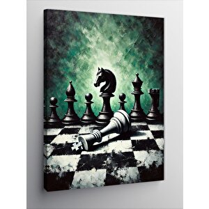 Kanvas Tablo Satranç Tahtası Ve Şah Figürü 100x140 cm